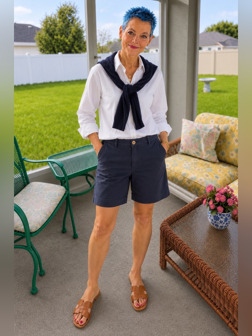 J.Jill Navy Chino Bermuda Shorts Women’s 6 Stretch Modal Lyocell